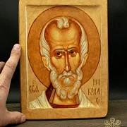 На память: Икона Святого Николая. Дерево — фотография 1
