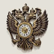 Подарочные резные часы с гербом РФ из ясеня — фотография 3
