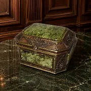 Шкатулка для колец «Роза» из бронзы и змеевика — необычный подарок — фотография 1