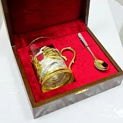 Латунный подстаканник «Корабли» — необычный подарок — фотография 2