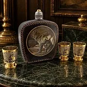 Набор фляжка кожа "Волки". Златоуст — необычный подарок — фотография 1