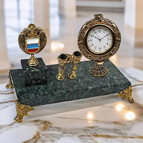 Подарочные часы «Элина» с гербом ФСО и подставками