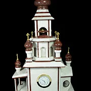 Каминные часы «Церковь» из лемезита и мрамора — оригинальный подарок — фотография 3