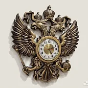 Подарочные резные часы с гербом РФ из ясеня — фотография 2