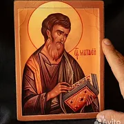 Икона деревянная "Святой Апостол Матвей" — необычный подарок — фотография 1