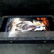 Подарочные нарды под стеклом «Лошади» — фотография 3