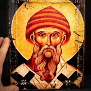 Икона авторская "Св. Спиридон Тримифунтский" — оригинальный подарок — фотография 2