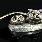 Скульптура «Сова с совенком» из кальцита — необычный подарок — фотография 3