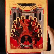 Икона деревянная "Сошествие Святого Духа" — оригинальный подарок — фотография 1