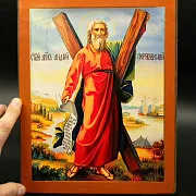 Икона деревянная "Святой Апостол Андрей" — красивый подарок — фотография 1