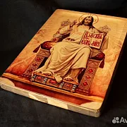 Авторская икона "Вседержитель на троне" — оригинальный подарок — фотография 3