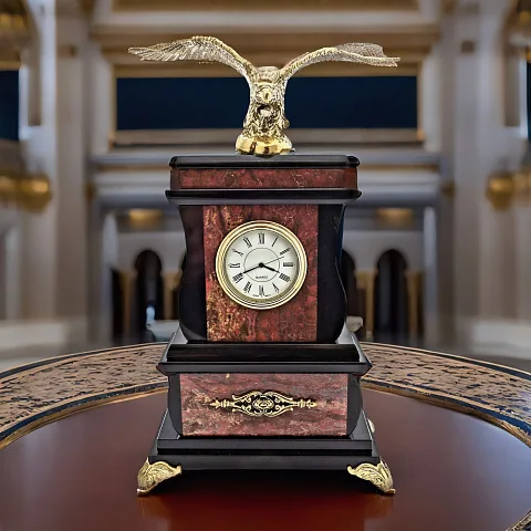 Часы «Орёл» с яшмой и долеритом, 160×75×275 мм — красивый подарок