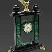Каминные часы «Орел» из малахита и долерита с бронзовой скульптурой — оригинальный подарок — фотография 3