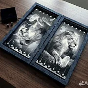 Нарды под стеклом «Царь зверей» — красивый подарок — фотография 2