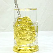 Латунный подстаканник «Корабли» — необычный подарок — фотография 4