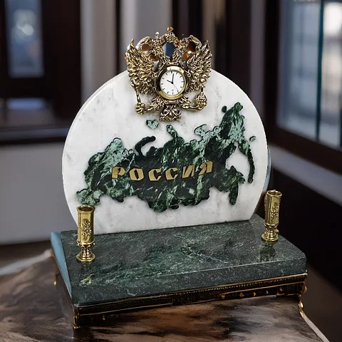 Часы «Россия» с гербом и подставками — оригинальный подарок