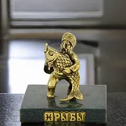 Бронзовая статуэтка «Рыбы» со змеевиком — красивый подарок — фотография 1