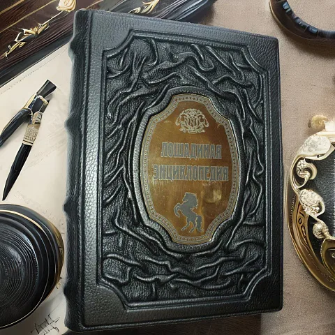 Лошадиная энциклопедия Невзорова в кожаном переплёте — книга в подарок